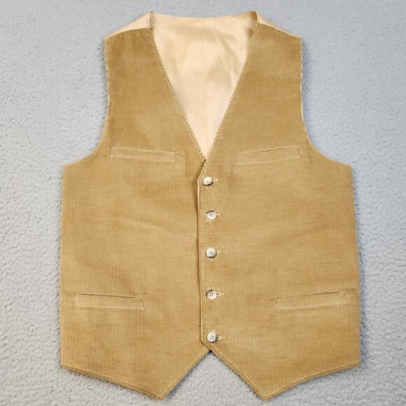 Unbranded Other - Vintage 70s Vest Mens 36 Brown Corduroy Button Suit Jacket Western